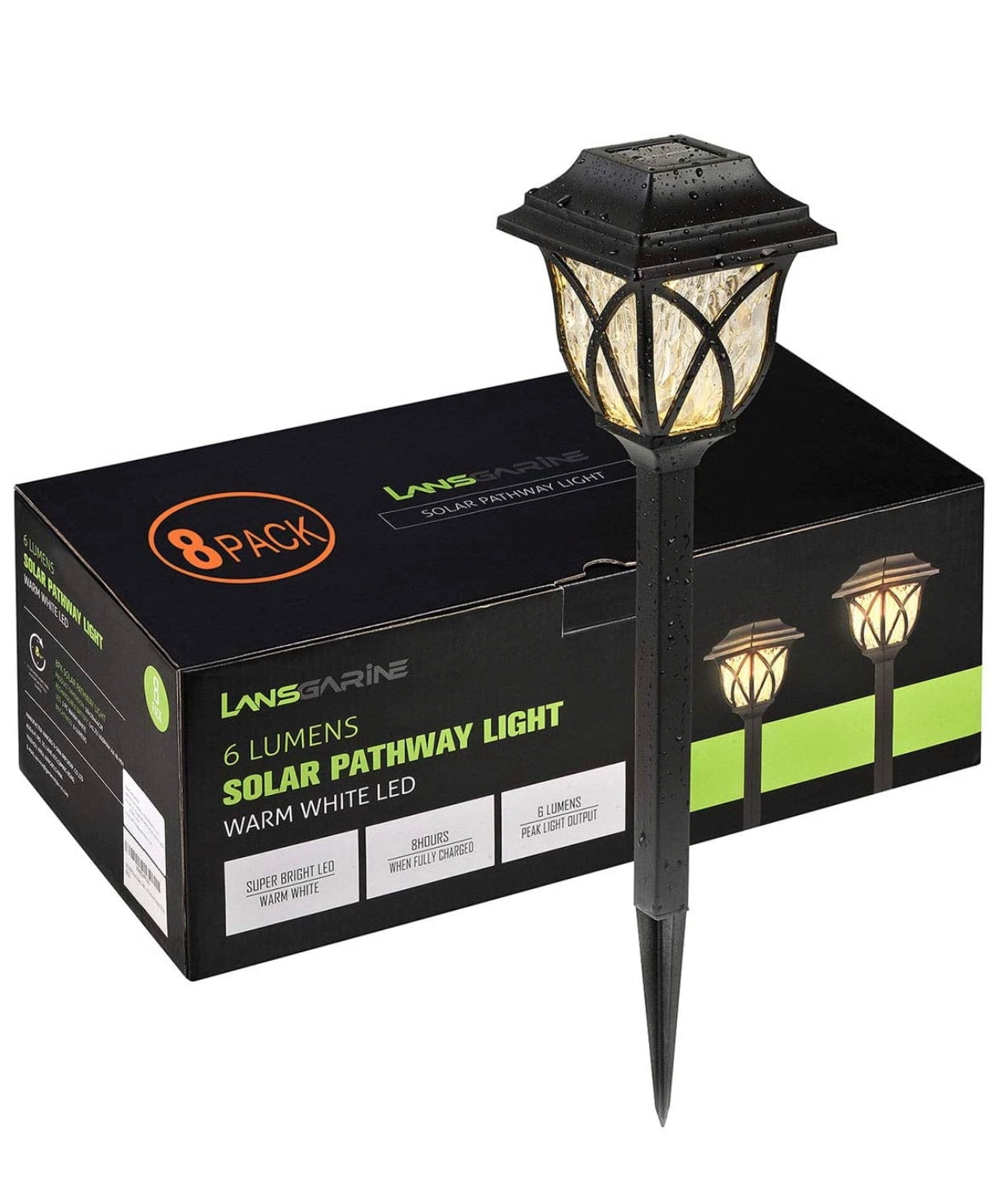 8 Pack Solar LED Lights Outdoor Garden Pathway Solar Powered Yard Lights
