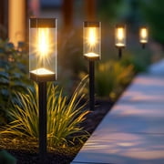 8 Pack Solar Lights Outdoor, 22  Solar Pathway Lights Waterproof with 3000K Tungsten Filament Bulb, Garden Landscape Lighting for Path, Yard, Walkway, Driveway Decor