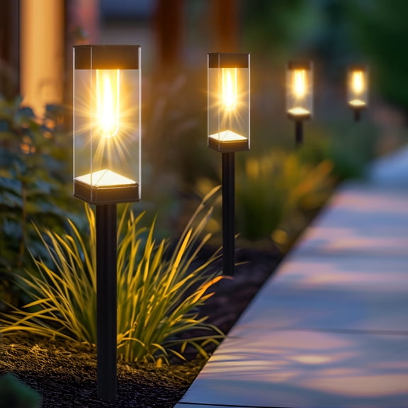 8 Pack Solar Lights Outdoor, 22 Solar Pathway Lights Waterproof with 3000K Tungsten Filament Bulb, Garden Landscape Lighting for Path, Yard, Walkway, Driveway Decor
