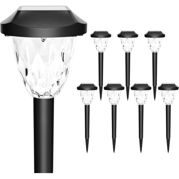 8 Pack Solar Lights Outdoor, Pathway with Great Pattern, Waterproof Auto On/Off Powered Light for Outside Yard Garden Walkway Driveway Lawn