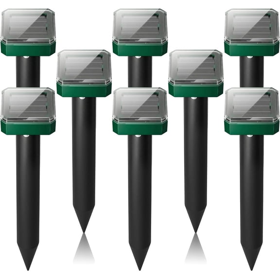 8-Pack Solar Mole Repellent, IP65 Waterproof Ultrasonic Gopher Repeller Stakes for Lawn & Yard, Outdoor Pest Deterrent for Vole, Gopher & Burrowing Pest Protection