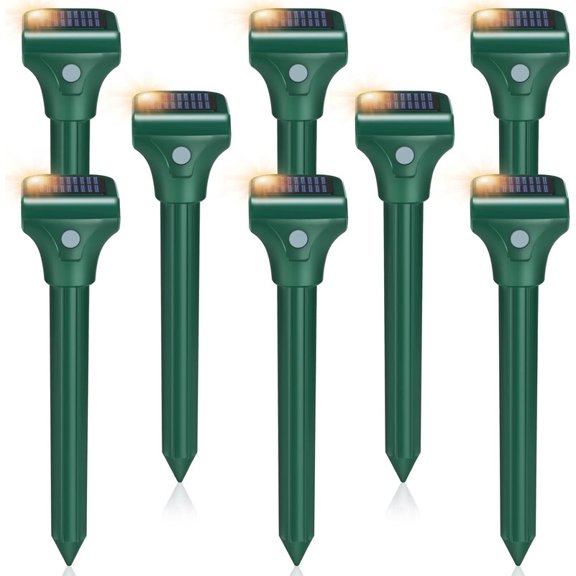 8 Pack Solar Mole Repellent, IPX7 Waterproof Ultrasonic Gopher Repeller, Sonic Mole Stakes for Yard, Vole & Gopher Lawn Protection