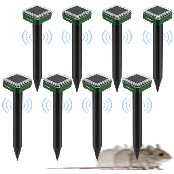 8 Pack Solar Mole Repellent,Outdoor Gopher Repellent Ultrasonic Sonic Mole Spikes for Garden Yard Home,Get Rid of Moles Groundhog Snake Repellent