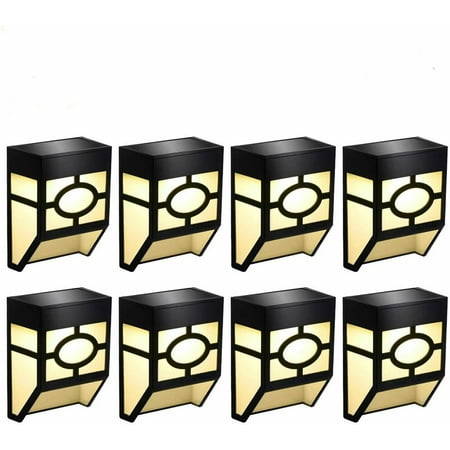 8 Pack Solar Outdoor LED Wall Mounted Lights Lamps Garden Pathway Warm White