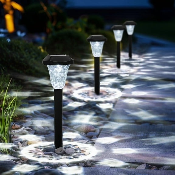 8 Pack Solar Outdoor Lights, Waterproof Cool White Pathway Lighting for Yard, Garden and Patio