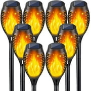 8 Pack Solar Outdoor Lights with Flickering Flame, Waterproof LED Solar Torch Light for Garden, Patio, Yard, Pathway, Lawn Decor