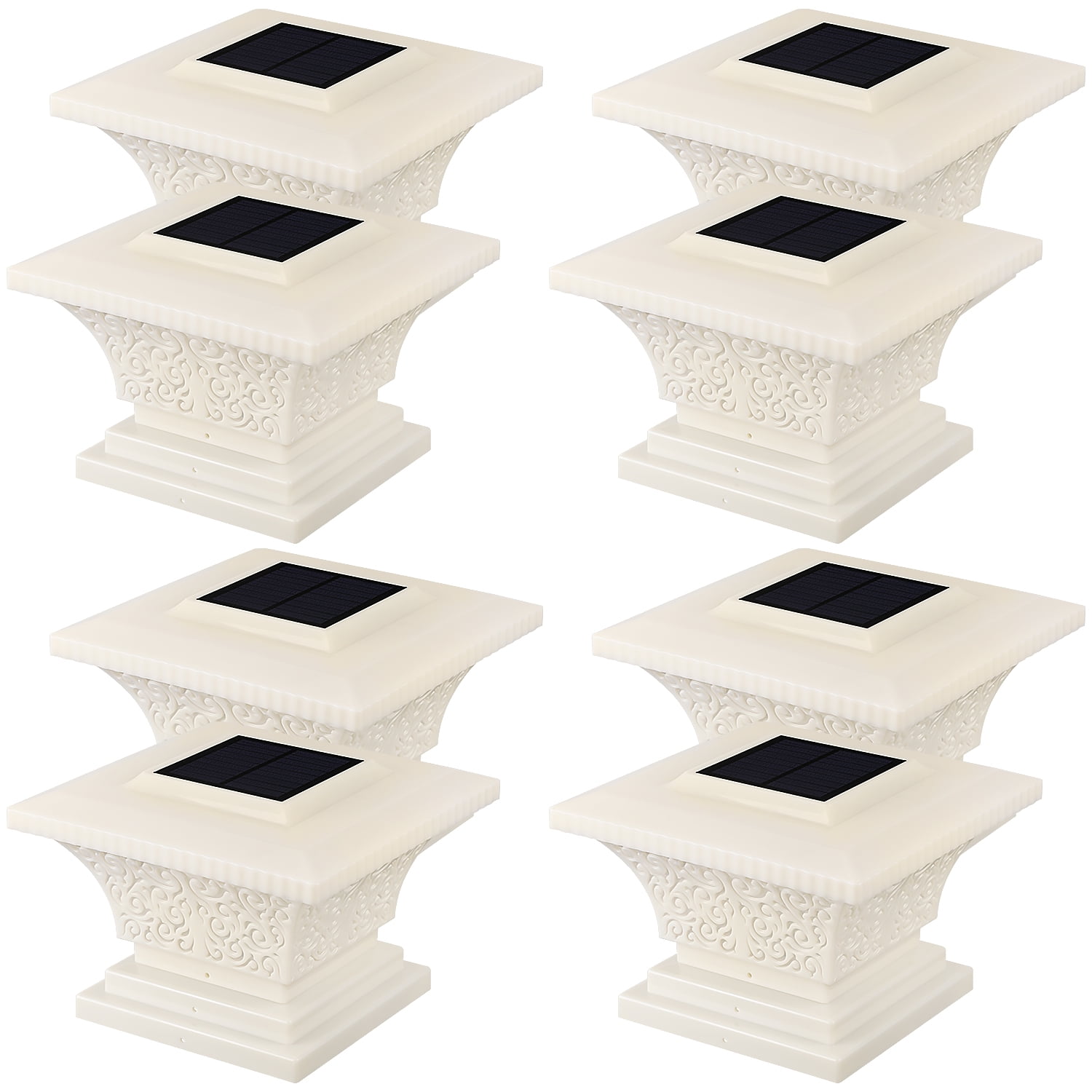 8 Pack Solar Outdoor Post Cap Lights, Square Fence Light