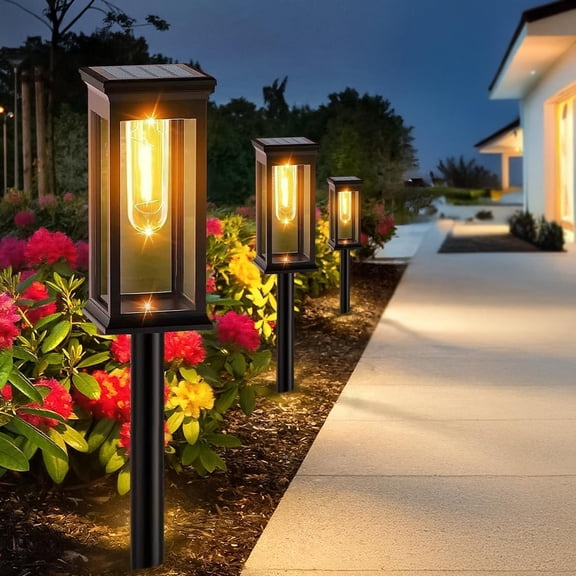 8 Pack Solar Pathway Lights Outdoor,IP65 Waterproof - Bright Solar Lights Outdoor,Auto On/Off Pathway Lights Solar Powered,Solar Path Lights for Walkway Driveway Garden (Cool White)