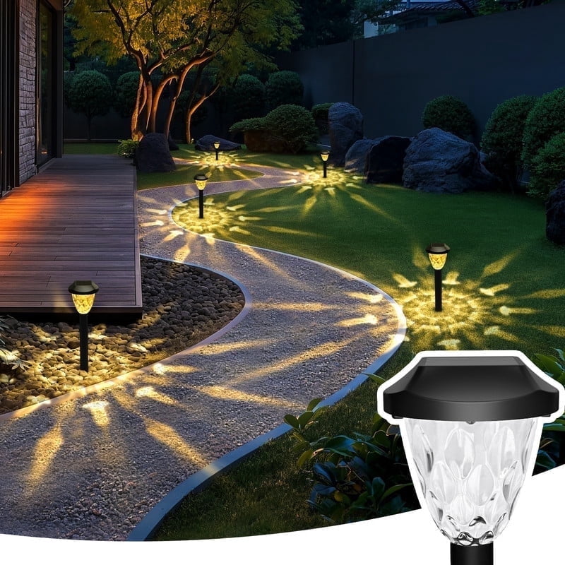 8 Pack Solar Pathway Lights, Waterproof Auto On/Off Outdoor Solar ...