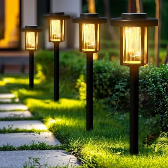 8 Pack Solar Pathway Lights for Garden and Walkway, IP65 Waterproof Outdoor Landscape Lighting, Warm White Solar Powered Decor