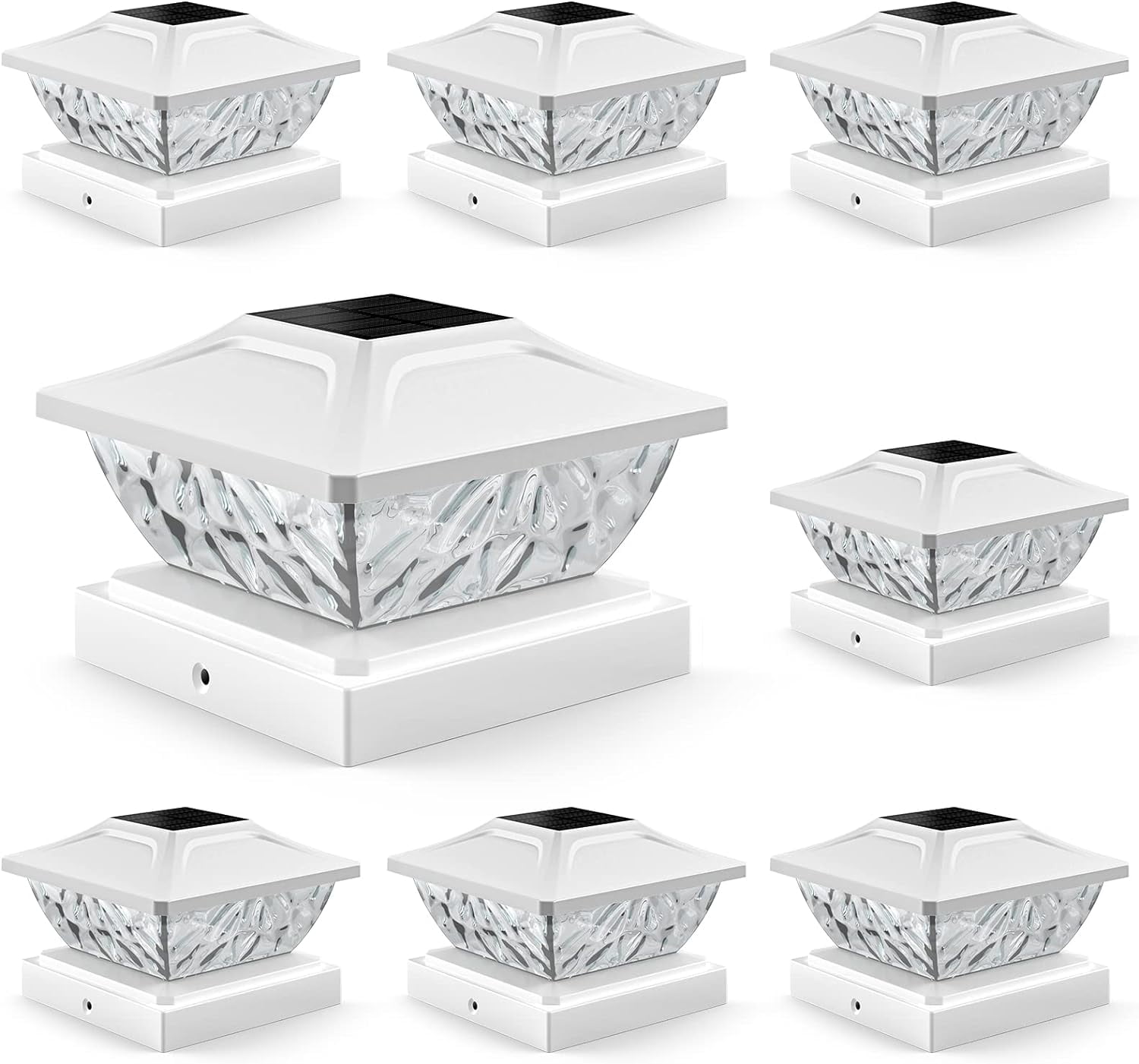 8 Pack Solar Post Cap Lights, 2 Mode Bright Solar Post Lights Outdoor