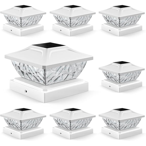 8 Pack Solar Post Cap Lights, 2 Mode Bright Solar Post Lights Outdoor Waterproof Fence Post Cap Lights, Outdoor Post Lights Solar Powered Deck Light for 4x4 4.5x4.5 5x5 Posts in Garden Decor