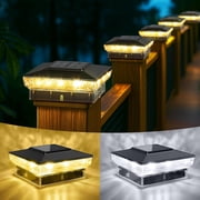 8 Pack Solar Post Cap Lights, 3.5x3.5 4x4 5x5 Upgraded Outdoor LED Fence Post Cap Lights, Warm/Cool White Solar Deck Post Lights for Garden Patio Porch