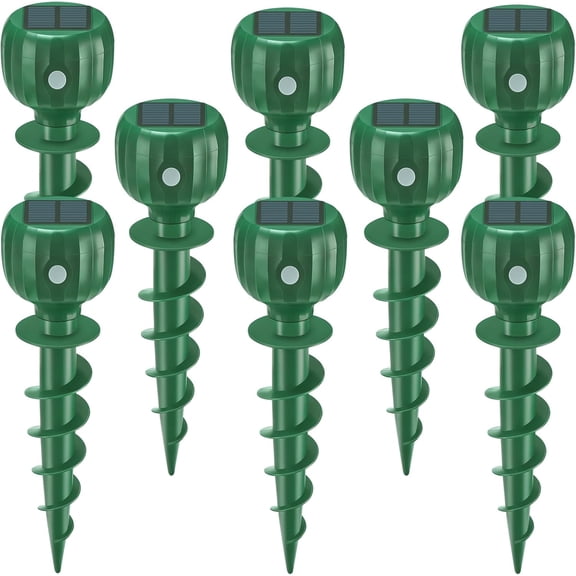 8 Pack Solar Powered Mole Repellent, Ultrasonic Outdoor Pest Repeller for Lawns & Gardens - Waterproof, Chipmunk, Vole, Gopher, Groundhog, Snake Deterrent