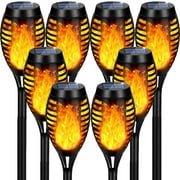 8 Packs Solar Tiki Torch Lights with Flickering Flame, Waterproof H-alloween Solar Lights Outdoor, Solar H-alloween Pathway Lights, H-allowee Decor Lights for Garden, Lawn, Patio, Yard