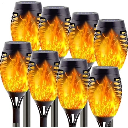 8 Pack Solar Torch Lights, Solar Torches W/Flickering Flames Outdoor Garden Indoor Decor, Patio LED Lights