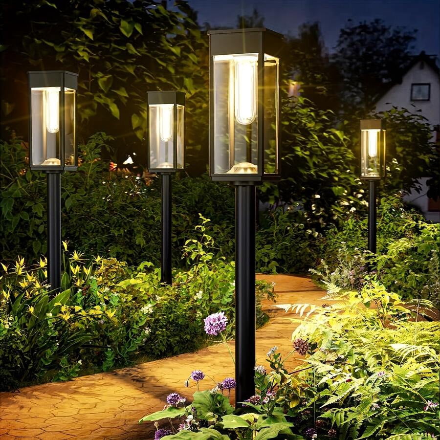 8 Pack Solar Tungsten Lawn Lights, Outdoor IP44 Waterproof, 500mAh LED Patio Ground Plugs, Retro Design For Villa, Landscape, Lawn, Sidewalk, Patio, Garden.
