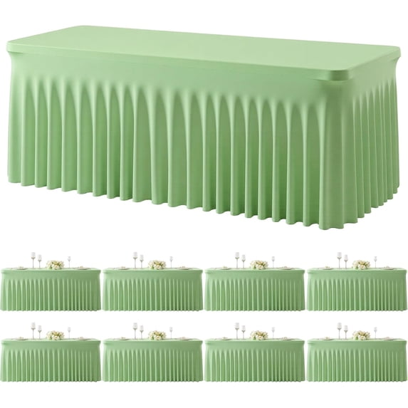 8 Pack Spandex Sage Green Fitted Table Cloth for 6ft Rectangle Tables ...