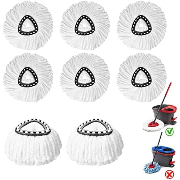 8 Pack Spin Mop Replacement Heads, 100% Microfiber Mop Head Replacement Compatible with Triangle Spin Mop for Easy Wring, 360 Degree Spinning Mop Replace Head for Floor Cleaning