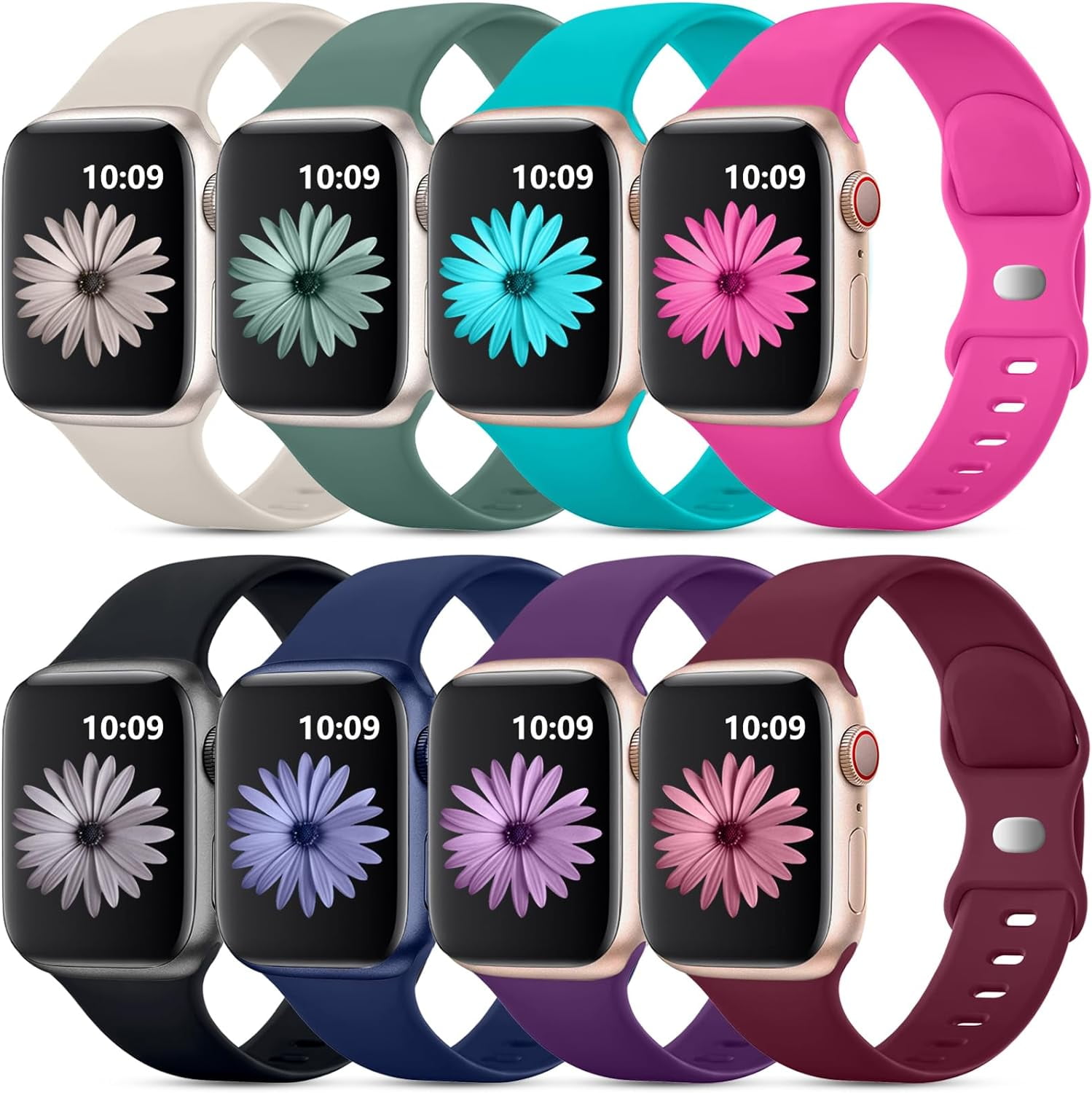 8 Pack Sport Bands Compatible with Apple Watch Band 38mm 40mm 41mm 42mm