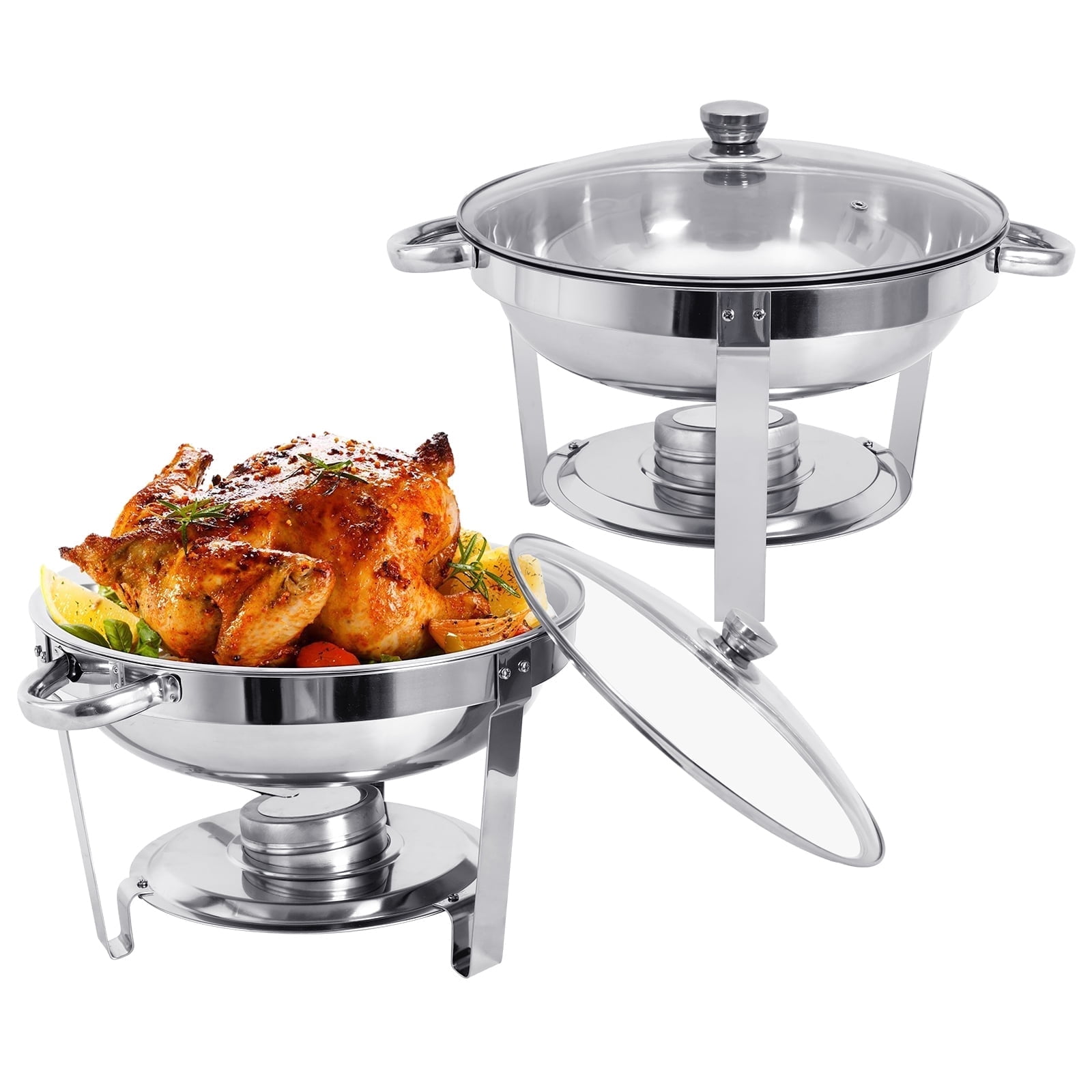 8 Pack Stainless Steel Chafing Dish Buffet Set 5L Round Chafers BBQ Party W/Lid