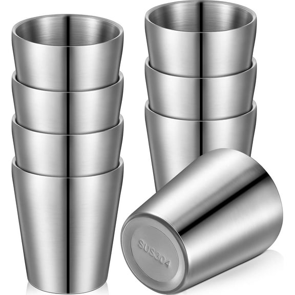 8 Pack Stainless Steel Insulated Cup 10 oz Metal Tumbler Double Wall Vacuum Water Glasses Camping Reusable Mugs Bbq Home Office Party Coffee