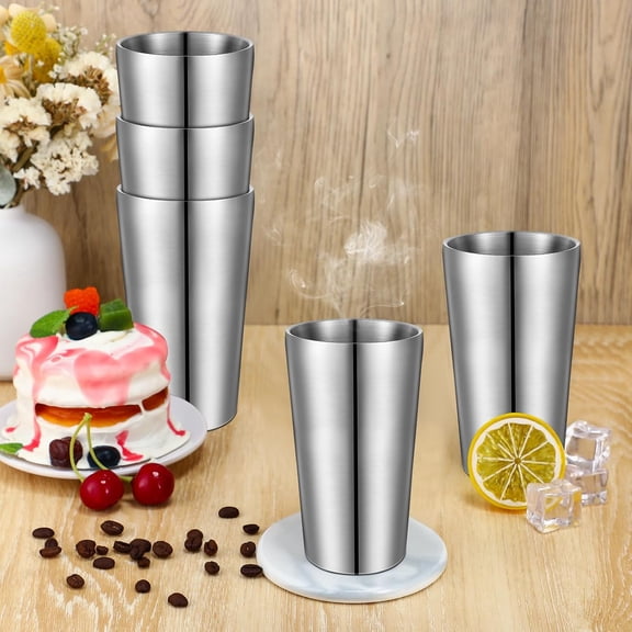 8 Pack Stainless Steel Insulated Cups 18.6 oz Metal Tumbler Double Wall Vacuum Water Glasses Camping Reusable Mugs BBQ Home Office Party Coffee Silver