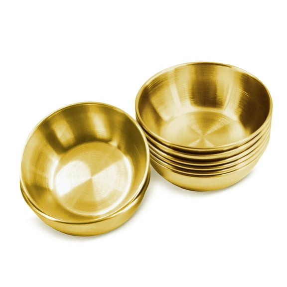 8 Pack Stainless Steel Soy Sauce Dishes 8.3cm/3.2in, Dipping Bowls, Thick and Round Sauce Bowls, Dipping Sauce Cups, Condiment Bowls, Seasoning Plates for Side Dishes Dessert, Golden