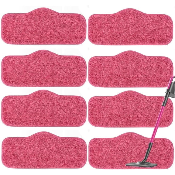 8 Pack Steam Mop Pads Compatible with Schenley Steam Mop Cleaner and Dupray Neat Steam Cleaner,Washable and Reusable Replacement Mop Pads Accessories- Red