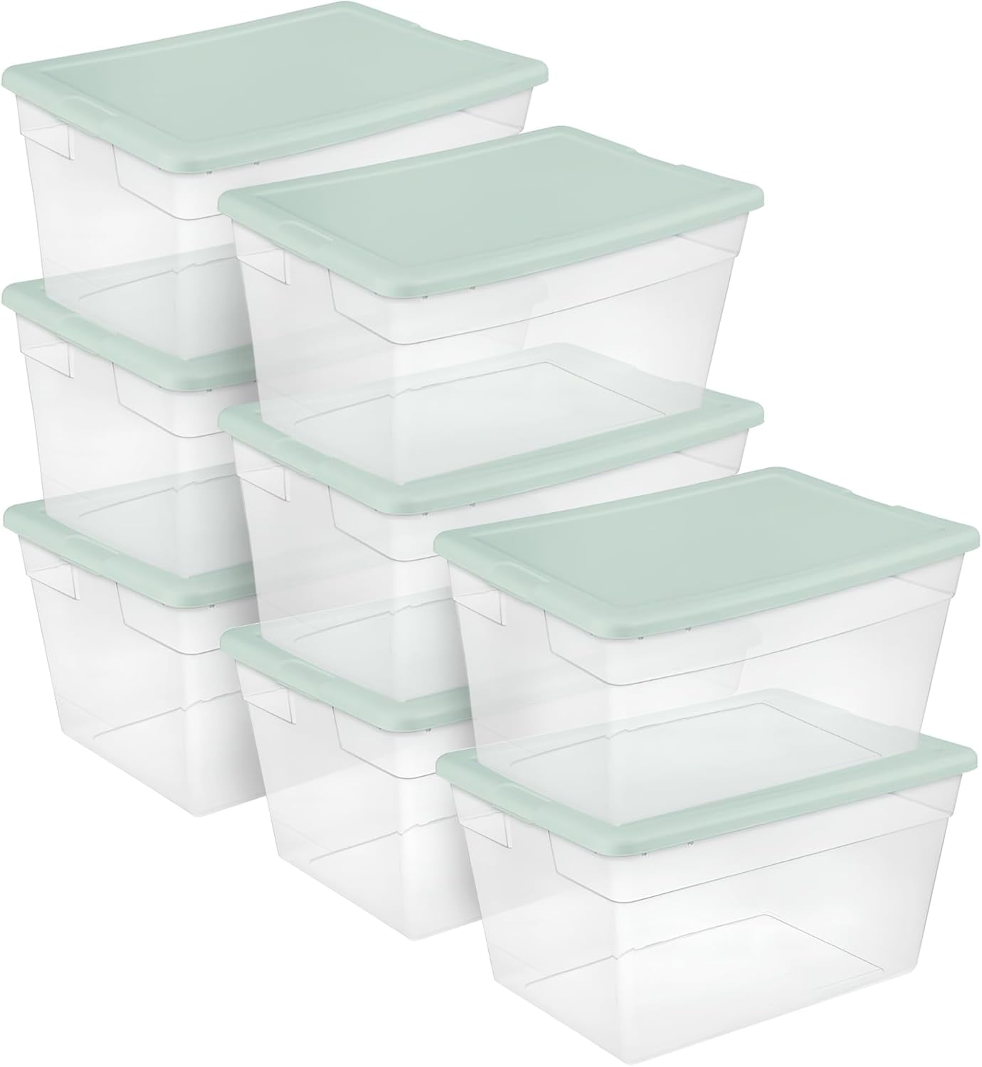 8 Pack Storage Box, Clear Plastic Stackable Bin, Tote with Lid, 56 Qt ...