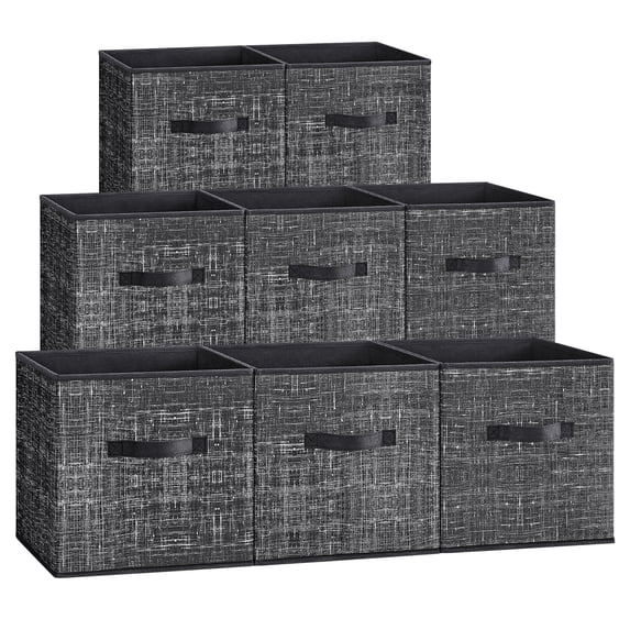8 Storage Cubes, 11" Non-Woven Fabric Bins with Double Handles Closet Organizers for Bedroom Living Room Ink Black