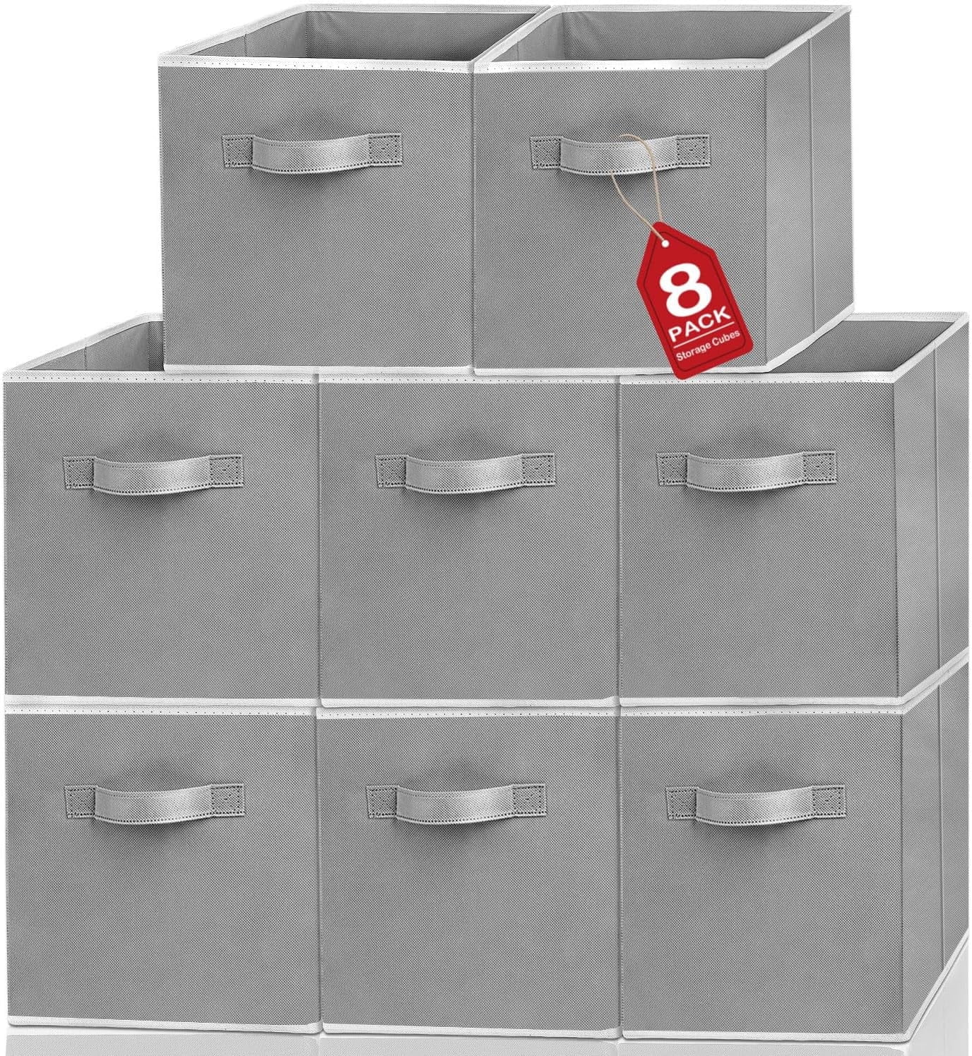 Visen, 8 Pack Storage Cubes, 11 Inch Foldable Fabric Bins, Handles