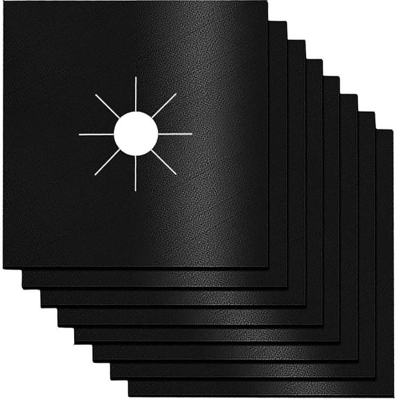 8 Pack Stove Burner Covers, Gas Stove Burner Liners,Non-stick Reusable Gas Range Stove Top Covers for Kitchen,Cuttable,Easy to CleanBlack