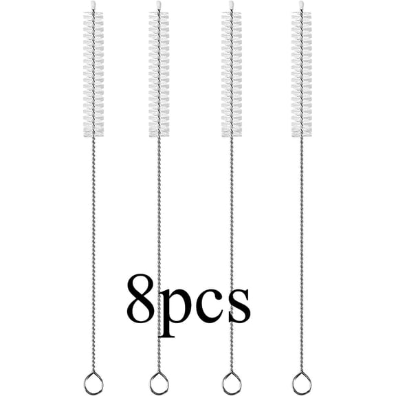 8 Pack Straw Cleaner Brush, Reusable Metal Handles Straw Cleaner Brush Extra Long for Stanley Mug 40, 30, 20 oz, 10mm Wide for Water Bottle and Tubes (Clear Clear)