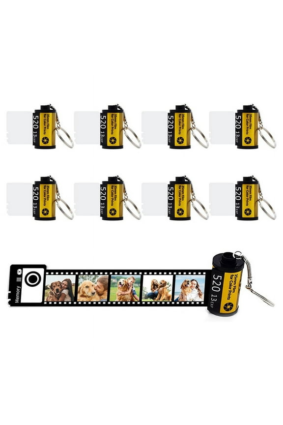 8 Pack Sublimation Memory Film Roll Keychain, Double Sided Sublimation Blank Camera Film Roll Canister Keychain