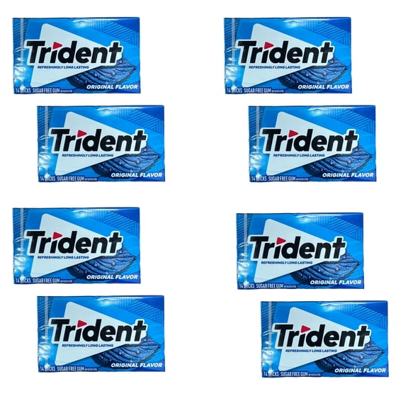 8 Pack Sugar-Free Chewing Gum | Trident Original Flavour Gum - 14 Pieces Per Pack |Buy from RADYAN