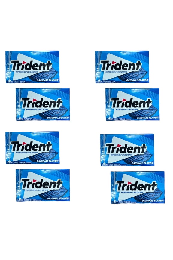 8 Pack Sugar-Free Chewing Gum | Trident Original Flavour Gum - 14 Pieces Per Pack |Buy from RADYAN
