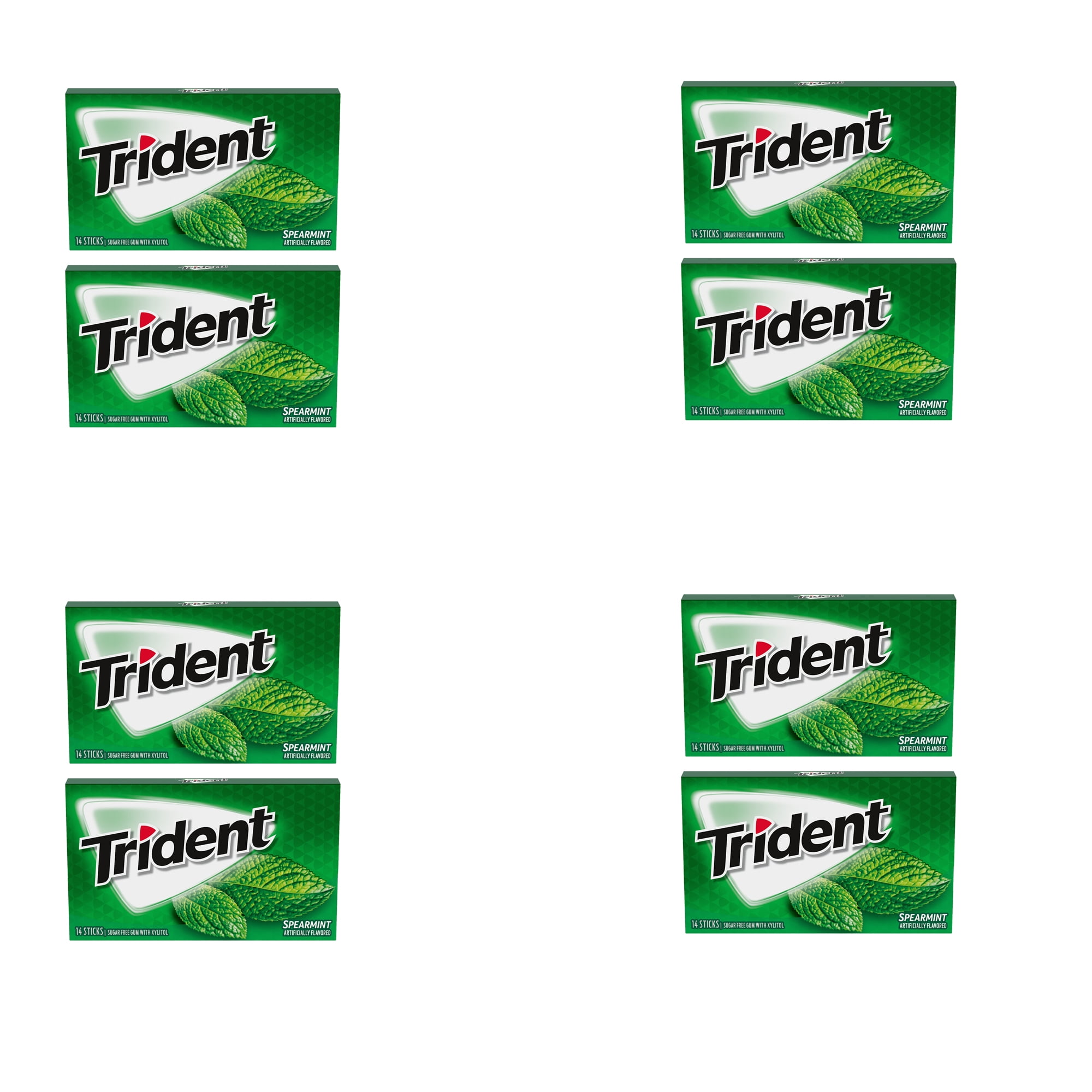 8 Pack Sugar-Free Chewing Gum | Trident Spearmint Flavour Gum - 14 Pieces Per Pack |Buy from RADYAN