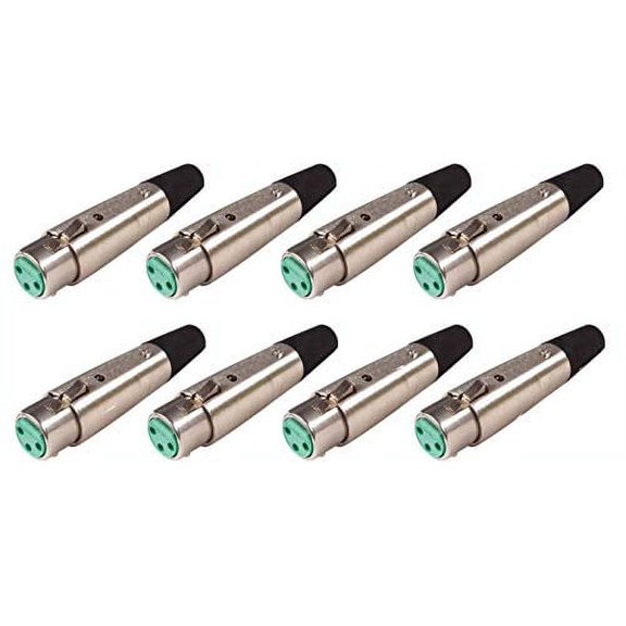 (8 Pack) Switchcraft A3F Female 3-Pin XLR Mic Cable End Connector Nickel Finish
