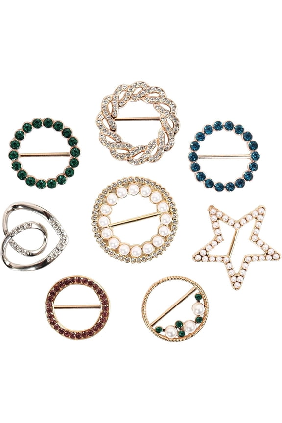 8 Pack T-Shirt Clips Buckle Round Shirt Silk Scarf Corner Buckles Rhinestone Circle Clip Fashion Accessories