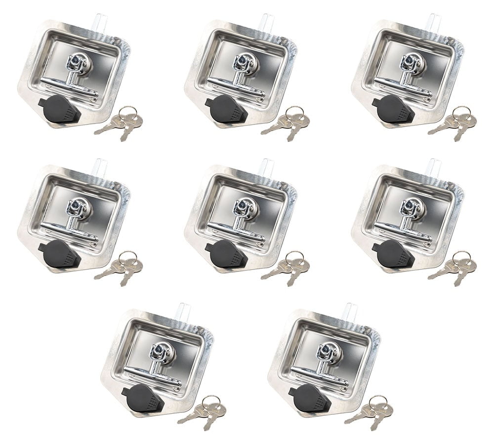 (8 Pack) T-handle Tool Box Lock Rv Door Latch with Two Keys Stainless Steel Polished NOT KEYED ALIKE