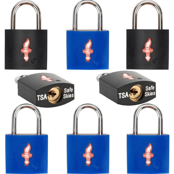 8 Pack TSA Suitcase Lock,TSA Luggage Lock for Luggage, Suitcases &  Cases - Solid Brass  Lock with Colored Shell (8 Colors: Black/Blue)