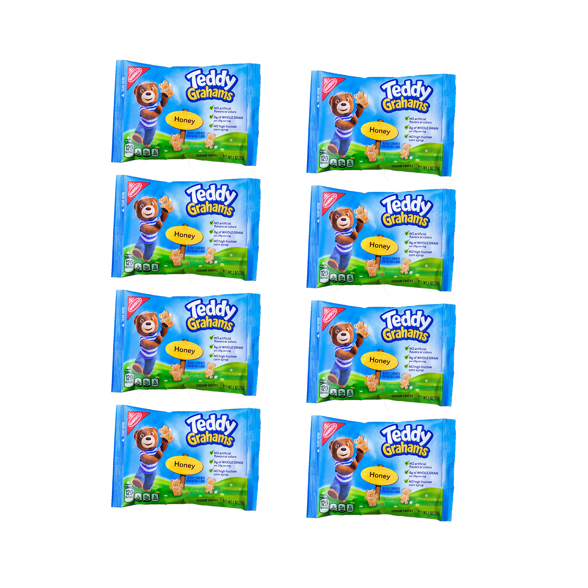 8 Pack Teddy Grahams Honey Graham Chocolate Snacks Lunchbox Mini