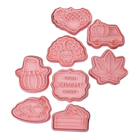 8 Pack Thanksgiving Themed Cookie Plastic Biscuit Mold Baking Tool Party Treat Decoration Gifts for Baking Lover