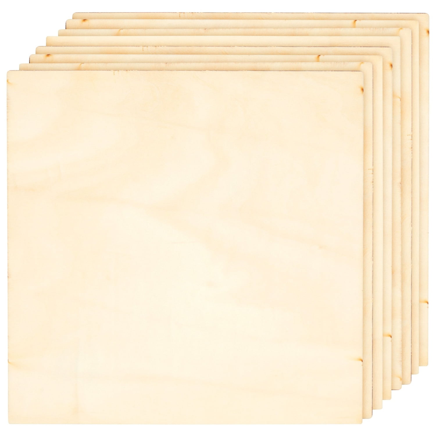 8 Pack Unfinished Basswood Plywood Squares for DIY Crafts