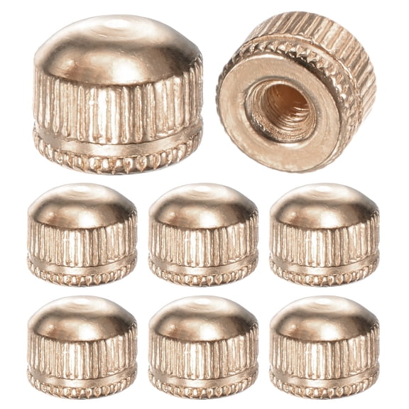 8-Pack Threaded Cap Nuts, M4x11mm Screw Caps for Light Fixture, Female Knurled Knob Nut for Ceiling Light Cover Replacement [Gold Tone]