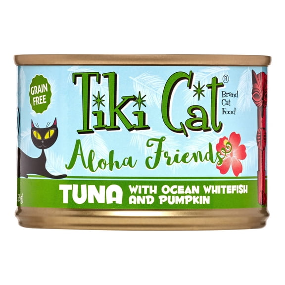 (8 Pack) Tiki Cat Aloha Friends Grain-Free Tuna with Ocean Whitefish & Pumpkin Wet Cat Food, 5.5 oz. Cans