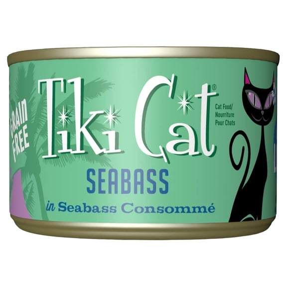 (8 Pack) Tiki Cat Oahu Luau Seabass Wet Cat Food, 6 oz. Cans