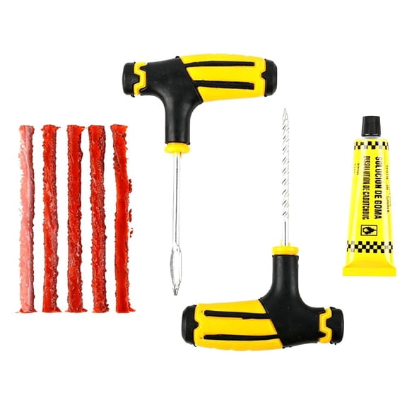 8-Pack Tire Repair Kit, Tubeless Flat Tire Plug Tool Set with T-Handle Tools and Rubber Strings for Car, Motorcycle, ATV, UTV and Tractor