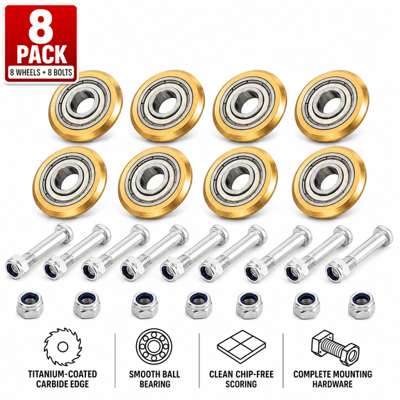 8-Pack Titanium Coated Carbide Tile Cutter Replacement Wheels with Bearing, Manual Ceramic & Porcelain Tile Scoring Blades with Bolts